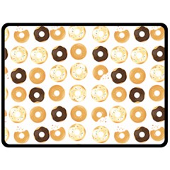 Donuts Pattern With Bites Bright Pastel Blue And Brown Cropped Sweatshirt Double Sided Fleece Blanket (large)  by genx