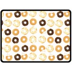 Donuts Pattern With Bites bright pastel blue and brown Cropped Sweatshirt Double Sided Fleece Blanket (Large)  80 x60  Blanket Back