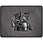 Odin on his Throne with ravens wolf on black stone texture Double Sided Fleece Blanket (Large)  80 x60  Blanket Back