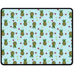 Pineapple Watermelon Fruit Lime Fleece Blanket (medium)  by HermanTelo