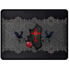 The Crows With Cross Double Sided Fleece Blanket (large)  by FantasyWorld7