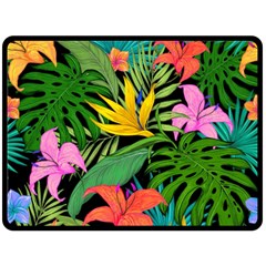 Tropical Greens Fleece Blanket (large)  by Sobalvarro