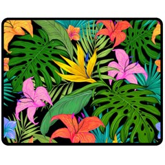 Tropical Greens Double Sided Fleece Blanket (medium)  by Sobalvarro