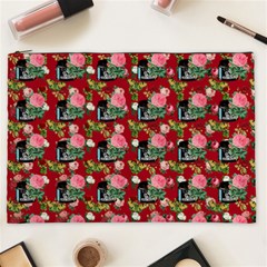 Vintage Can Floral Red Cosmetic Bag (xxl) by snowwhitegirl