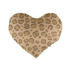 Leopard Print Standard 16  Premium Flano Heart Shape Cushions by Sobalvarro