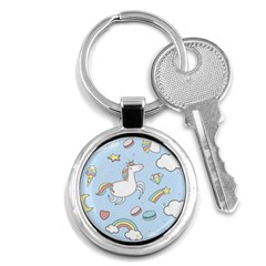 Unicorn Seamless Pattern Background Vector Key Chain (round) by Sobalvarro