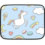 Unicorn Seamless Pattern Background Vector Double Sided Fleece Blanket (Mini)  35 x27  Blanket Back