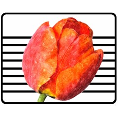 Tulip Watercolor Red And Black Stripes Double Sided Fleece Blanket (medium) 