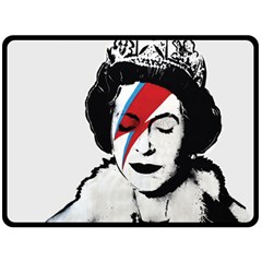 Banksy Graffiti Uk England God Save The Queen Elisabeth With David Bowie Rockband Face Makeup Ziggy Stardust Double Sided Fleece Blanket (large)  by snek