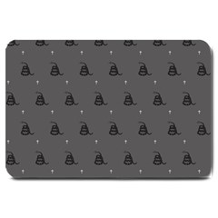 Gadsden Flag Don t Tread On Me Black And Gray Snake And Metal Gothic Crosses Large Doormat  by snek