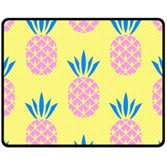 Summer Pineapple Seamless Pattern Fleece Blanket (medium)  by Sobalvarro