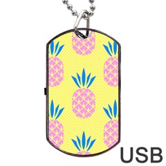 Summer Pineapple Seamless Pattern Dog Tag Usb Flash (one Side) by Sobalvarro