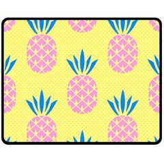 Summer Pineapple Seamless Pattern Double Sided Fleece Blanket (medium)  by Sobalvarro