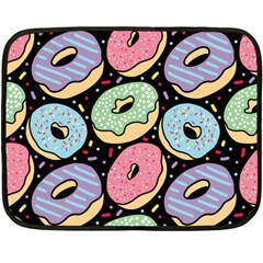 Colorful Donut Seamless Pattern On Black Vector Double Sided Fleece Blanket (mini)  by Sobalvarro