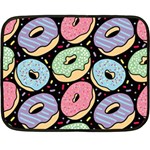 Colorful Donut Seamless Pattern On Black Vector Double Sided Fleece Blanket (Mini)  35 x27  Blanket Back