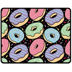 Colorful Donut Seamless Pattern On Black Vector Double Sided Fleece Blanket (medium)  by Sobalvarro