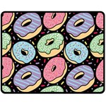 Colorful Donut Seamless Pattern On Black Vector Double Sided Fleece Blanket (Medium)  58.8 x47.4  Blanket Back