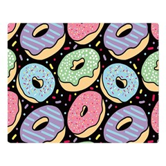 Colorful Donut Seamless Pattern On Black Vector Double Sided Flano Blanket (large)  by Sobalvarro