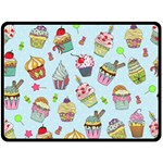 Cupcake Doodle Pattern Double Sided Fleece Blanket (Large)  80 x60  Blanket Back
