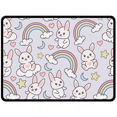 Seamless Pattern With Cute Rabbit Character Double Sided Fleece Blanket (large) 