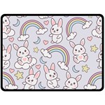 Seamless Pattern With Cute Rabbit Character Double Sided Fleece Blanket (Large)  80 x60  Blanket Back