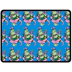 Monster And Cute Monsters Fight With Snake And Cyclops Double Sided Fleece Blanket (large)  by DinzDas
