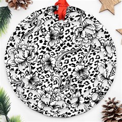 Vector-eclectic-fabric-seamless-pattern-animal-background-with-baroque-ornament Round Filigree Ornament (two Sides) by Sobalvarro