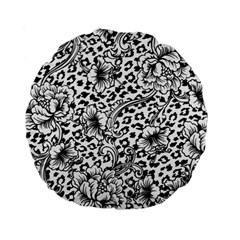 Vector-eclectic-fabric-seamless-pattern-animal-background-with-baroque-ornament Standard 15  Premium Round Cushions by Sobalvarro