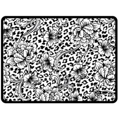 Vector-eclectic-fabric-seamless-pattern-animal-background-with-baroque-ornament Double Sided Fleece Blanket (large)  by Sobalvarro