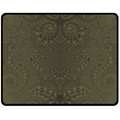 Rustic Green Brown Swirls Fleece Blanket (medium)  by SpinnyChairDesigns