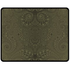 Rustic Green Brown Swirls Double Sided Fleece Blanket (medium)  by SpinnyChairDesigns