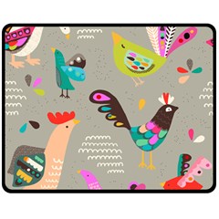 Scandinavian Birds Feather Weather Double Sided Fleece Blanket (medium)  by andStretch