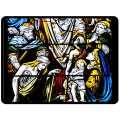 Christian Window Glass Art Print Double Sided Fleece Blanket (large)  by dflcprintsclothing