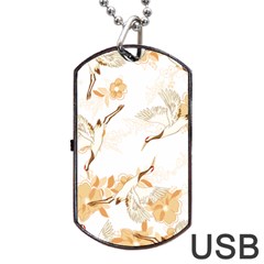 Birds And Flowers  Dog Tag Usb Flash (two Sides) by Sobalvarro