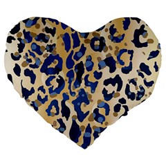 Leopard Skin  Large 19  Premium Heart Shape Cushions by Sobalvarro