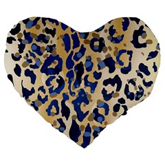 Leopard Skin  Large 19  Premium Flano Heart Shape Cushions by Sobalvarro