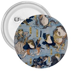 Famous Heroes Of The Kabuki Stage Played By Frogs  3  Buttons by Sobalvarro