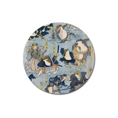 Famous Heroes Of The Kabuki Stage Played By Frogs  Magnet 3  (round) by Sobalvarro