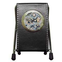 Famous Heroes Of The Kabuki Stage Played By Frogs  Pen Holder Desk Clock by Sobalvarro