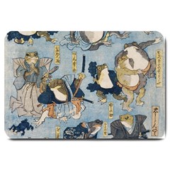 Famous Heroes Of The Kabuki Stage Played By Frogs  Large Doormat  by Sobalvarro