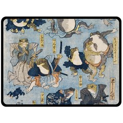 Famous Heroes Of The Kabuki Stage Played By Frogs  Fleece Blanket (large)  by Sobalvarro