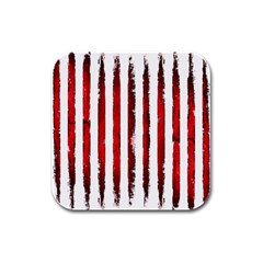 Red Stripes Rubber Square Coaster (4 Pack) 