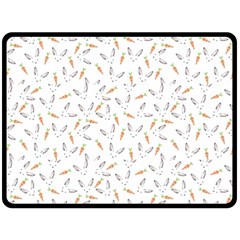 Cute Bunnies And Carrots Pattern, Light Colored Theme Double Sided Fleece Blanket (large)  by Casemiro