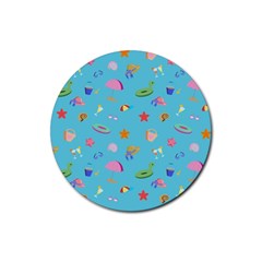 Summer  Beach  The Sun Rubber Coaster (round)  by SychEva