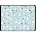 Funny And Funny Hares  And Rabbits In The Meadow Double Sided Fleece Blanket (Large)  80 x60  Blanket Back