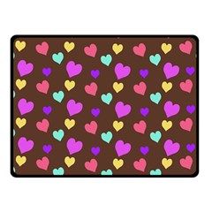 Colorfull Hearts On Choclate Double Sided Fleece Blanket (small)  by Daria3107