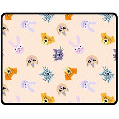 Funny Animal Faces With Glasses Cat Dog Hare Fleece Blanket (medium)  by SychEva