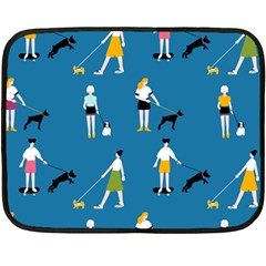 Girls Walk With Their Dogs Fleece Blanket (mini) by SychEva