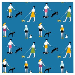 Girls Walk With Their Dogs Wooden Puzzle Square by SychEva