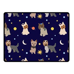 Terrier Cute Dog With Stars Sun And Moon Fleece Blanket (small) by SychEva